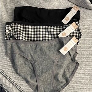 Joe Fresh Women's Panties Set - Black, Checkered, Gray new